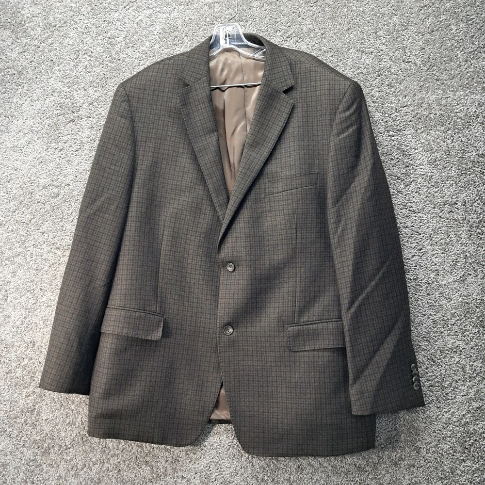 Daniel Hechter Paris Mens 46R Brown‎ Wool Two Button Blazer Sport Coat